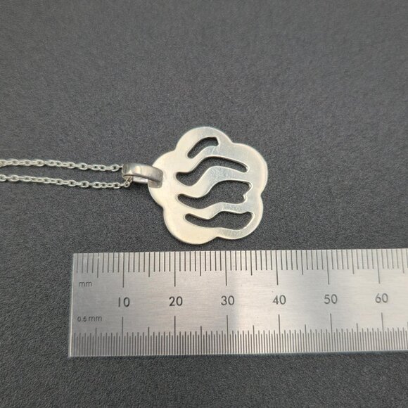 18 Inch Sterling Silver Cloud Cutout Style Pendant Necklace A6171 - Picture 6 of 7
